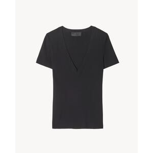 Nili Lotan 'Italia' Black Cotton Ribbed Sweater Size S